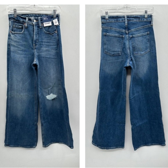 Old Navy Sky-Hi Wide Leg woman’s boho cottagecore Jeans NWT 0 - Picture 2 of 12